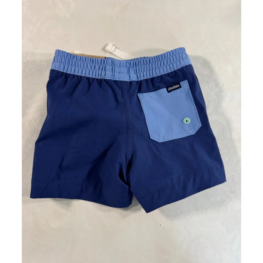 Chubbies Kids The Mini Blues Swim Trunks Drawstring Blue 6-12 Months NWT